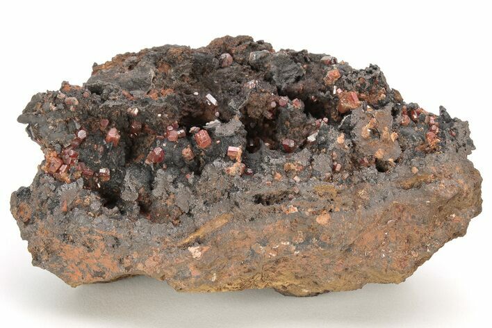Small, Red Vanadinite Crystals on Manganese Oxide - Morocco #212007